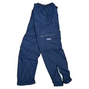 Vintage Nike Navy Blue Nylon Cargo Track Pants Y2K Baggy Zip Ankle Medium